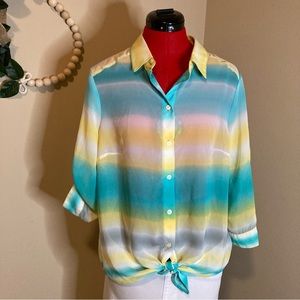 Yellow/Green Tie Waist Shirt